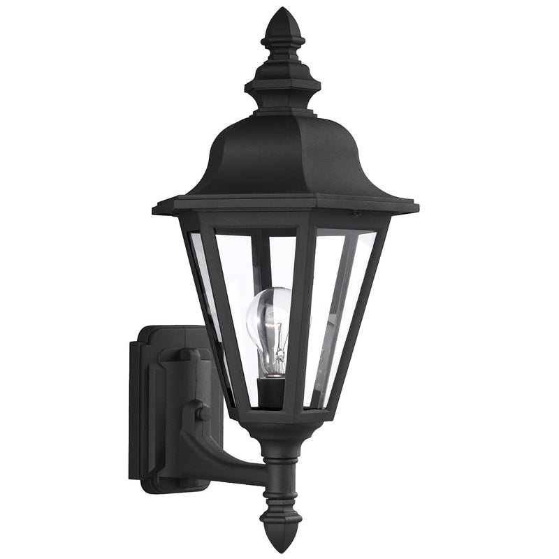 One Light Outdoor Wall Lantern<br /><span style="color:#4AB0CE;">Entrega: 4-10 dias en USA</span><br /><span style="color:#4AB0CE;font-size:60%;">PREGUNTE POR ENTREGA EN PANAMA</span><br />Collection: Brentwood<br />Finish: Black