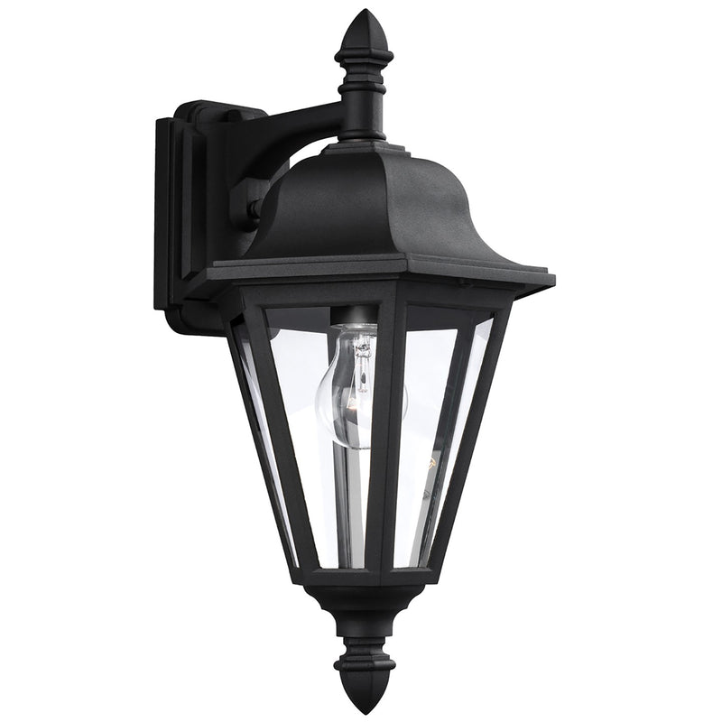 One Light Outdoor Wall Lantern<br /><span style="color:#4AB0CE;">Entrega: 4-10 dias en USA</span><br /><span style="color:#4AB0CE;font-size:60%;">PREGUNTE POR ENTREGA EN PANAMA</span><br />Collection: Brentwood<br />Finish: Black