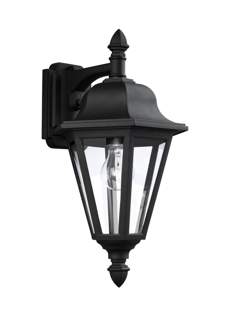 One Light Outdoor Wall Lantern<br /><span style="color:#4AB0CE;">Entrega: 4-10 dias en USA</span><br /><span style="color:#4AB0CE;font-size:60%;">PREGUNTE POR ENTREGA EN PANAMA</span><br />Collection: Brentwood<br />Finish: Black