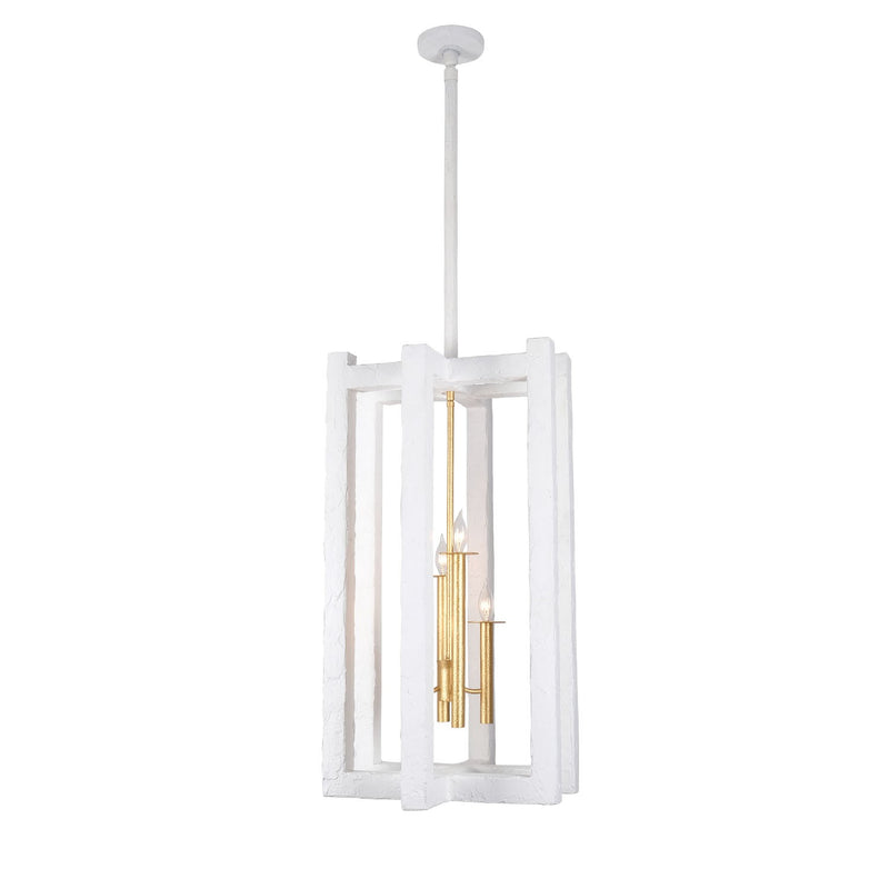 Four Light Foyer Pendant<br /><span style="color:#4AB0CE;">Entrega: 4-10 dias en USA</span><br /><span style="color:#4AB0CE;font-size:60%;">PREGUNTE POR ENTREGA EN PANAMA</span><br />Collection: Duo<br />Finish: Soft Gold and White