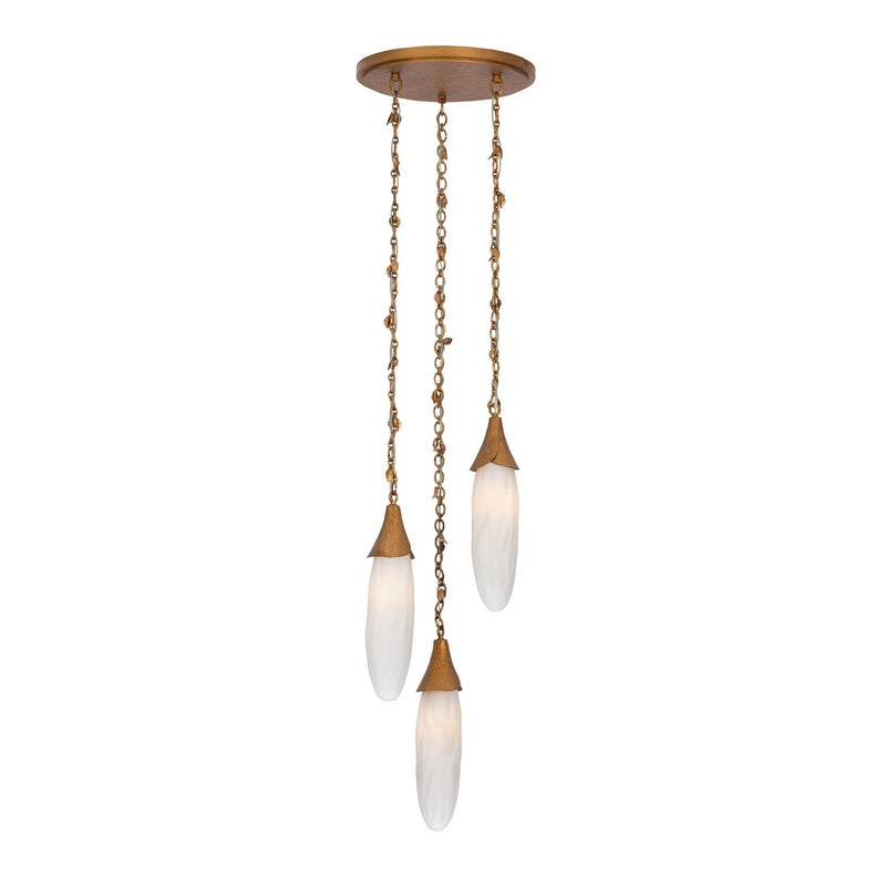 Three Light Pendant<br /><span style="color:#4AB0CE;">Entrega: 9-10 semanas en USA</span><br /><span style="color:#4AB0CE;font-size:60%;">PREGUNTE POR ENTREGA EN PANAMA</span><br />Collection: Bougainvillea<br />Finish: Warm Gold