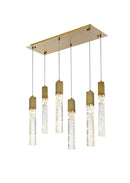 Elegant Lighting - 2088D32SG - Six Light Pendant - Aurora - Satin Gold