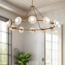 LED Chandelier<br /><span style="color:#4AB0CE;">Entrega: 4-10 dias en USA</span><br /><span style="color:#4AB0CE;font-size:60%;">PREGUNTE POR ENTREGA EN PANAMA</span><br />Collection: Dahlia<br />Finish: Vintage Brass/Alabaster