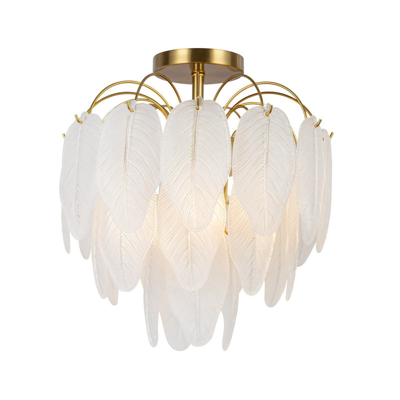 Four Light Semi-Flush Mount<br /><span style="color:#4AB0CE;">Entrega: 4-10 dias en USA</span><br /><span style="color:#4AB0CE;font-size:60%;">PREGUNTE POR ENTREGA EN PANAMA</span><br />Collection: Alessia<br />Finish: Brushed Brass