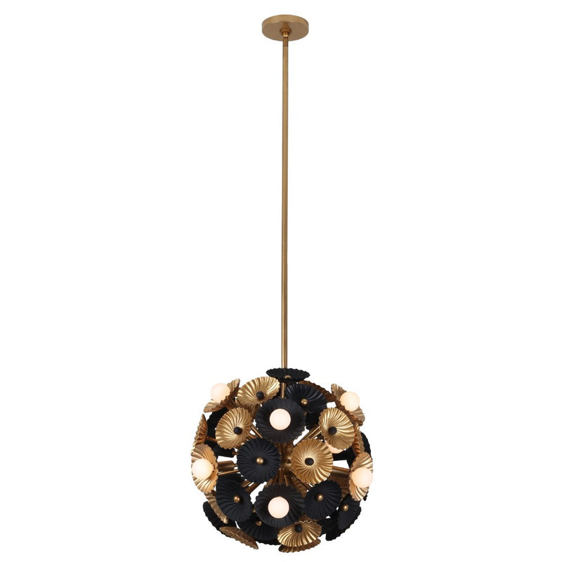 Kalco - 520355BVB - 15 Light Semi Flush/Convertible - Damask - Black and Vintage Brass