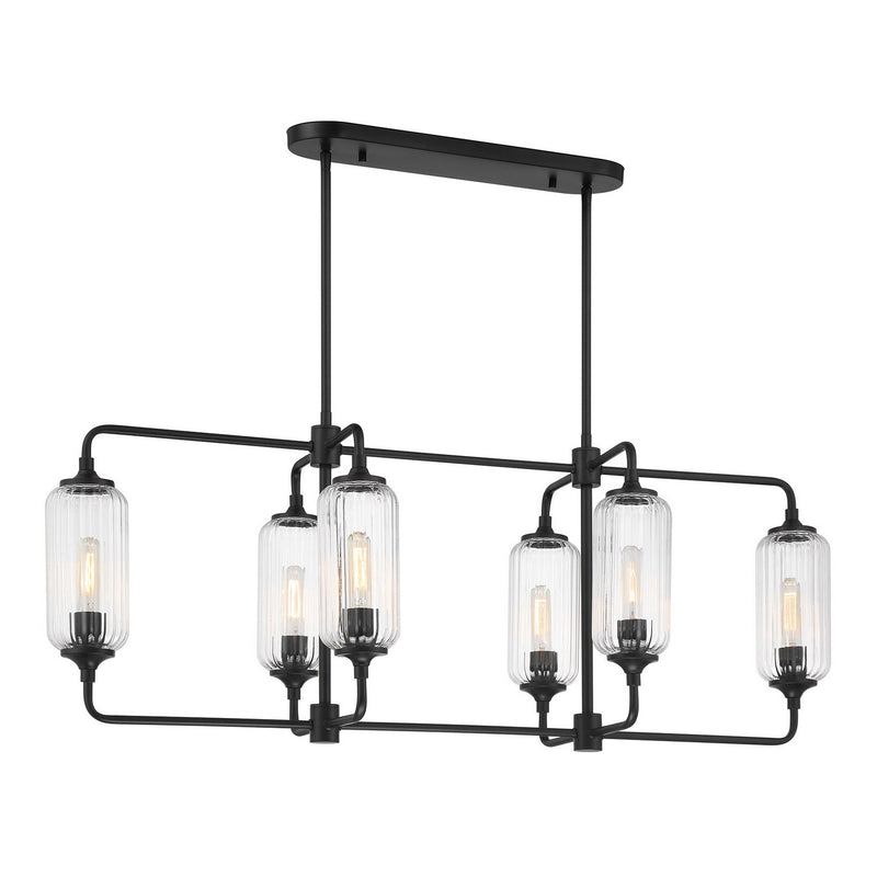 Six Light Linear Chandelier<br /><span style="color:#4AB0CE;">Entrega: 4-10 dias en USA</span><br /><span style="color:#4AB0CE;font-size:60%;">PREGUNTE POR ENTREGA EN PANAMA</span><br />Collection: Holton<br />Finish: Matte Black