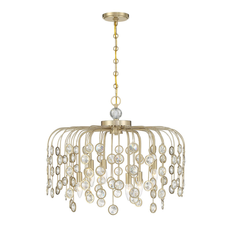 Six Light Chandelier<br /><span style="color:#4AB0CE;">Entrega: 4-10 dias en USA</span><br /><span style="color:#4AB0CE;font-size:60%;">PREGUNTE POR ENTREGA EN PANAMA</span><br />Collection: Irina<br />Finish: Noble Brass