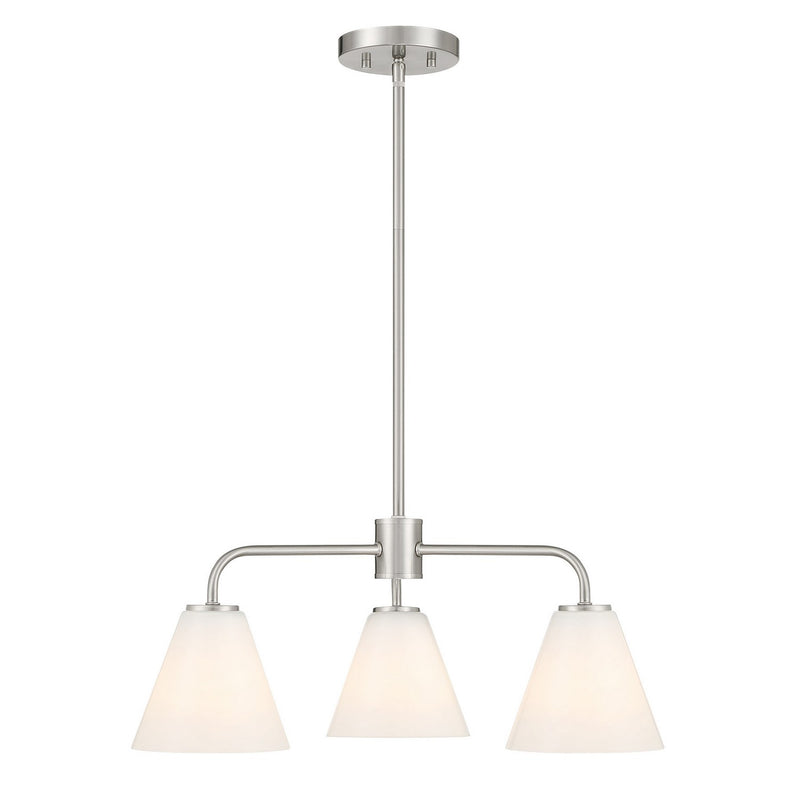 Three Light Chandelier<br /><span style="color:#4AB0CE;">Entrega: 4-10 dias en USA</span><br /><span style="color:#4AB0CE;font-size:60%;">PREGUNTE POR ENTREGA EN PANAMA</span><br />Collection: Blair<br />Finish: Satin Nickel