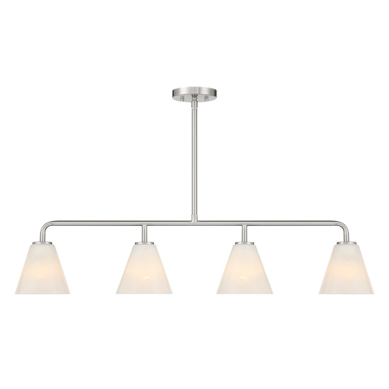 Four Light Linear Chandelier<br /><span style="color:#4AB0CE;">Entrega: 4-10 dias en USA</span><br /><span style="color:#4AB0CE;font-size:60%;">PREGUNTE POR ENTREGA EN PANAMA</span><br />Collection: Blair<br />Finish: Satin Nickel