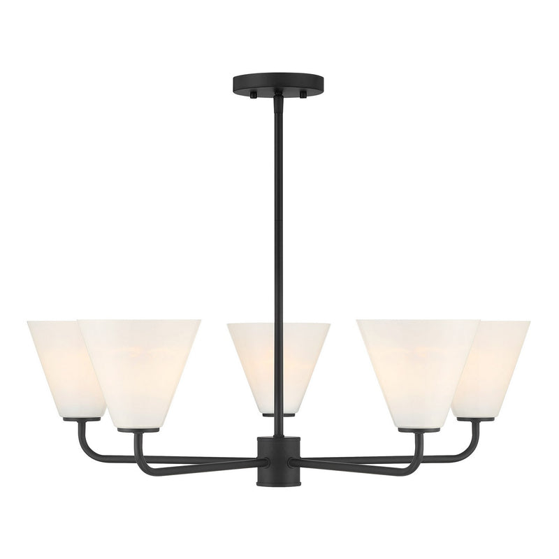 Five Light Chandelier<br /><span style="color:#4AB0CE;">Entrega: 4-10 dias en USA</span><br /><span style="color:#4AB0CE;font-size:60%;">PREGUNTE POR ENTREGA EN PANAMA</span><br />Collection: Blair<br />Finish: Matte Black