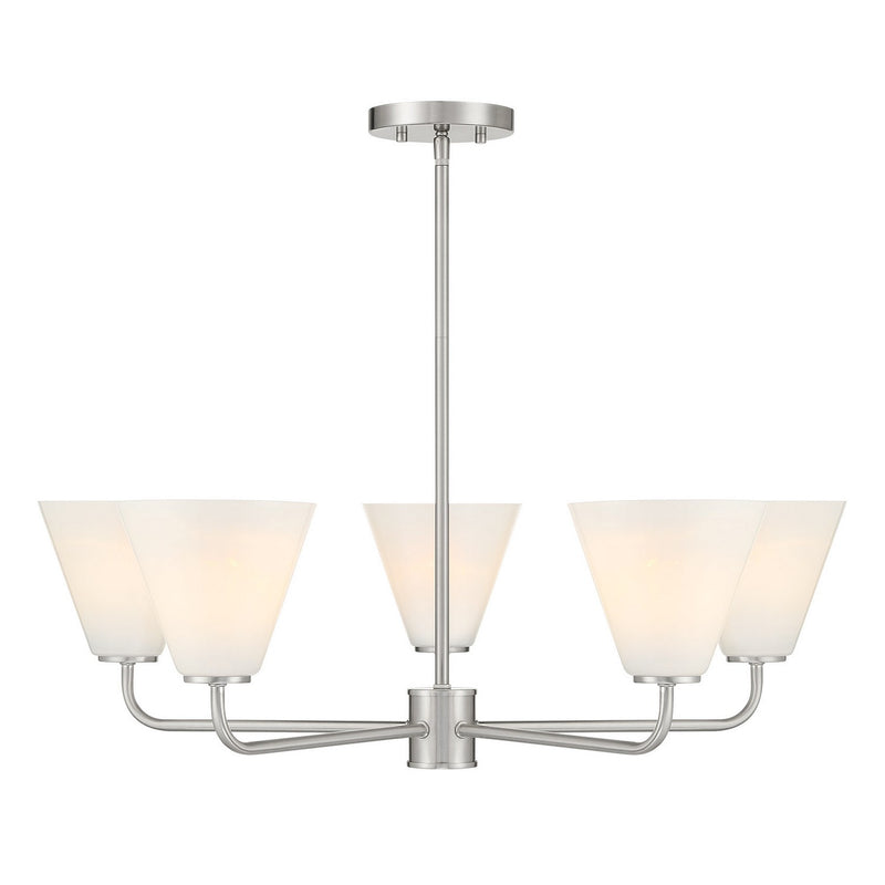 Five Light Chandelier<br /><span style="color:#4AB0CE;">Entrega: 4-10 dias en USA</span><br /><span style="color:#4AB0CE;font-size:60%;">PREGUNTE POR ENTREGA EN PANAMA</span><br />Collection: Blair<br />Finish: Satin Nickel