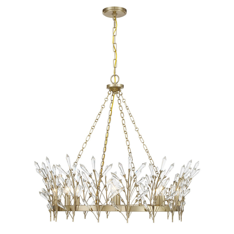 Eight Light Chandelier<br /><span style="color:#4AB0CE;">Entrega: 4-10 dias en USA</span><br /><span style="color:#4AB0CE;font-size:60%;">PREGUNTE POR ENTREGA EN PANAMA</span><br />Collection: Orianna<br />Finish: Noble Brass