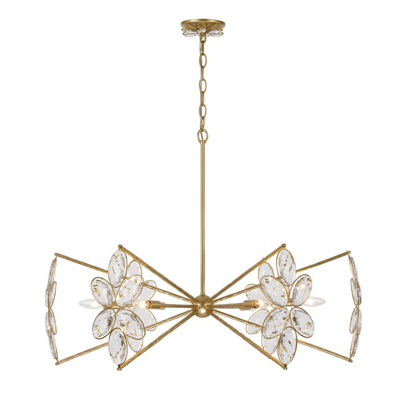 Six Light Chandelier<br /><span style="color:#4AB0CE;">Entrega: 4-10 dias en USA</span><br /><span style="color:#4AB0CE;font-size:60%;">PREGUNTE POR ENTREGA EN PANAMA</span><br />Collection: Marbella<br />Finish: Gold Shimmer