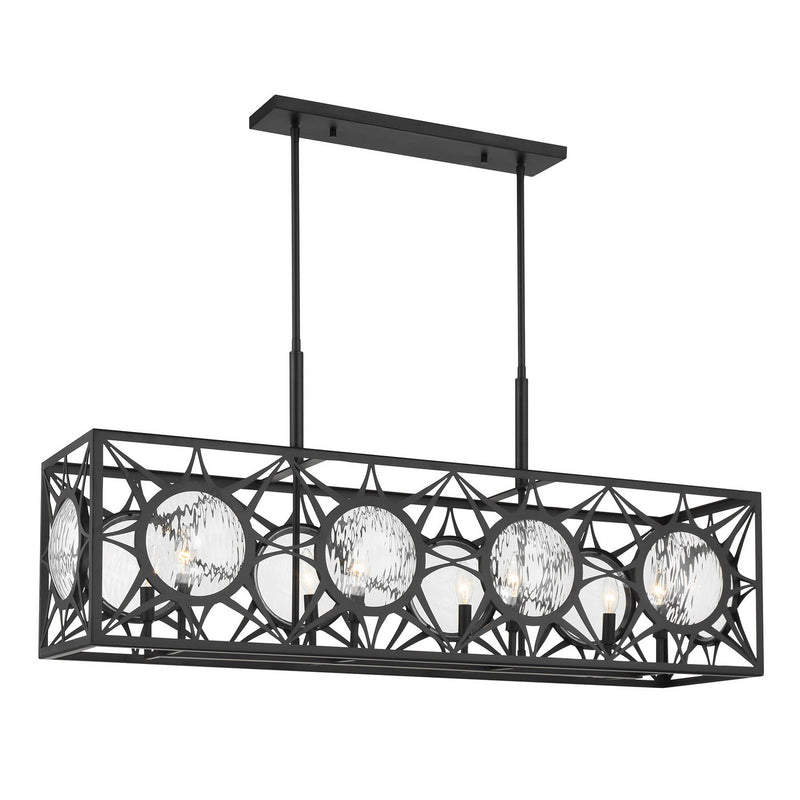 Eight Light Linear Chandelier<br /><span style="color:#4AB0CE;">Entrega: 4-10 dias en USA</span><br /><span style="color:#4AB0CE;font-size:60%;">PREGUNTE POR ENTREGA EN PANAMA</span><br />Collection: Balfour<br />Finish: Matte Black