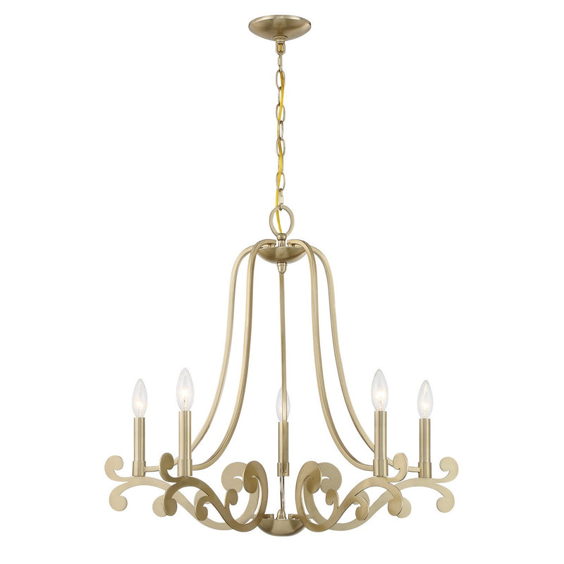 Five Light Chandelier<br /><span style="color:#4AB0CE;">Entrega: 4-10 dias en USA</span><br /><span style="color:#4AB0CE;font-size:60%;">PREGUNTE POR ENTREGA EN PANAMA</span><br />Collection: Lombard<br />Finish: Noble Brass