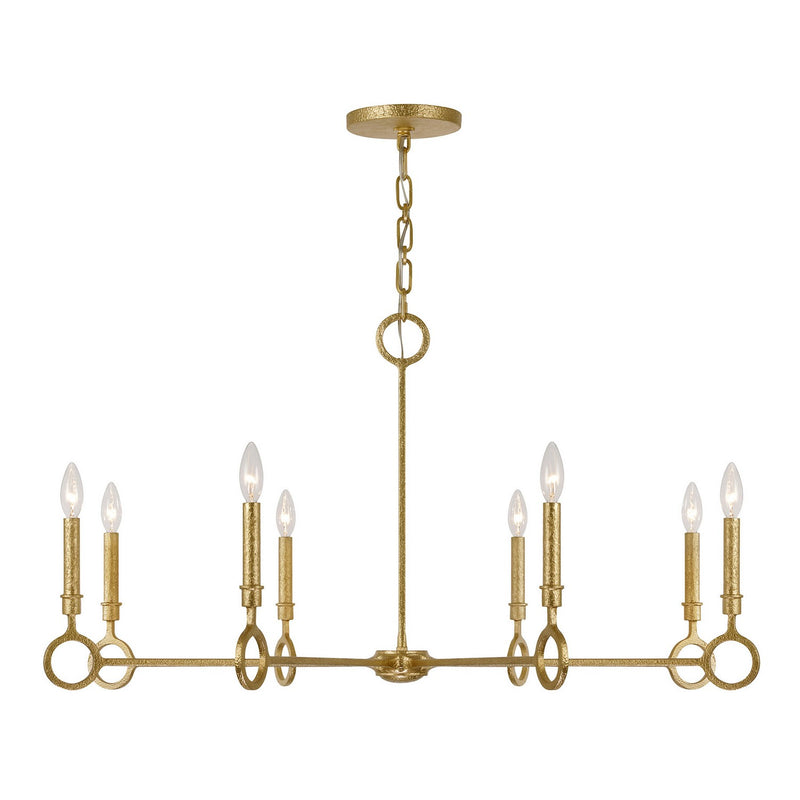 Eight Light Chandelier<br /><span style="color:#4AB0CE;">Entrega: 4-10 dias en USA</span><br /><span style="color:#4AB0CE;font-size:60%;">PREGUNTE POR ENTREGA EN PANAMA</span><br />Collection: Noah<br />Finish: Gold Armory