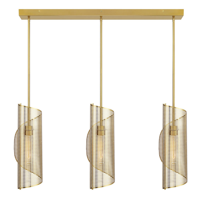 Three Light Linear Chandelier<br /><span style="color:#4AB0CE;">Entrega: 4-10 dias en USA</span><br /><span style="color:#4AB0CE;font-size:60%;">PREGUNTE POR ENTREGA EN PANAMA</span><br />Collection: Hillbourne<br />Finish: Warm Brass