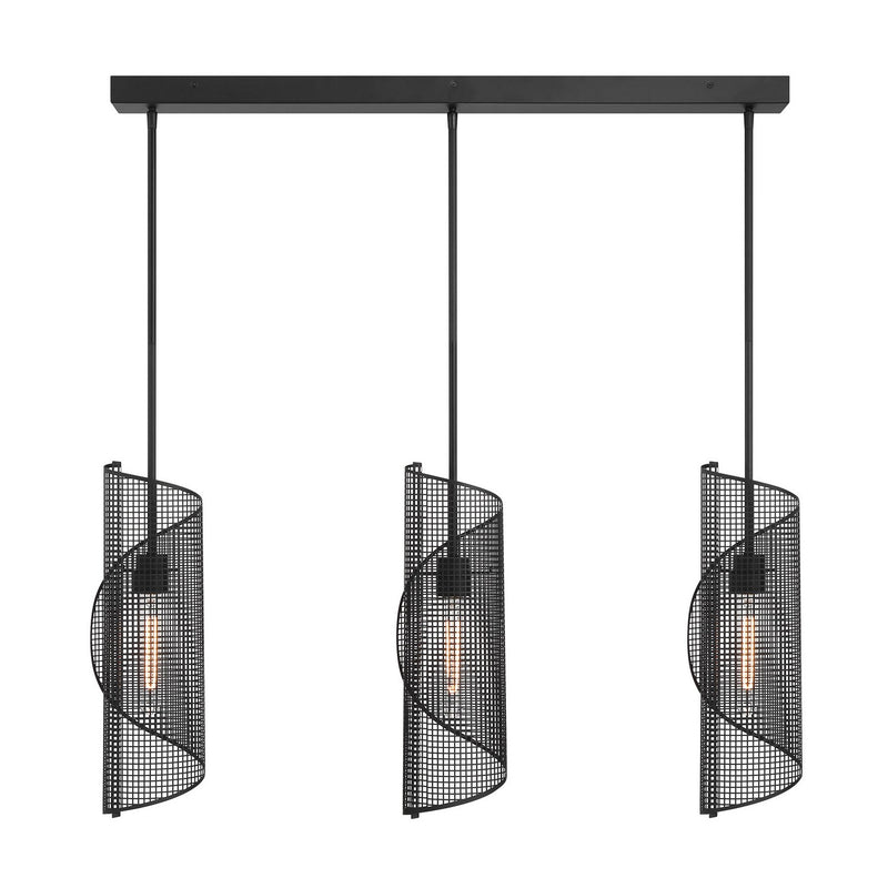 Three Light Linear Chandelier<br /><span style="color:#4AB0CE;">Entrega: 4-10 dias en USA</span><br /><span style="color:#4AB0CE;font-size:60%;">PREGUNTE POR ENTREGA EN PANAMA</span><br />Collection: Hillbourne<br />Finish: Matte Black