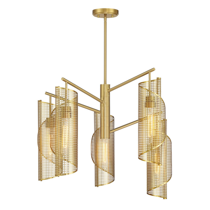 Five Light Chandelier<br /><span style="color:#4AB0CE;">Entrega: 4-10 dias en USA</span><br /><span style="color:#4AB0CE;font-size:60%;">PREGUNTE POR ENTREGA EN PANAMA</span><br />Collection: Hillbourne<br />Finish: Warm Brass