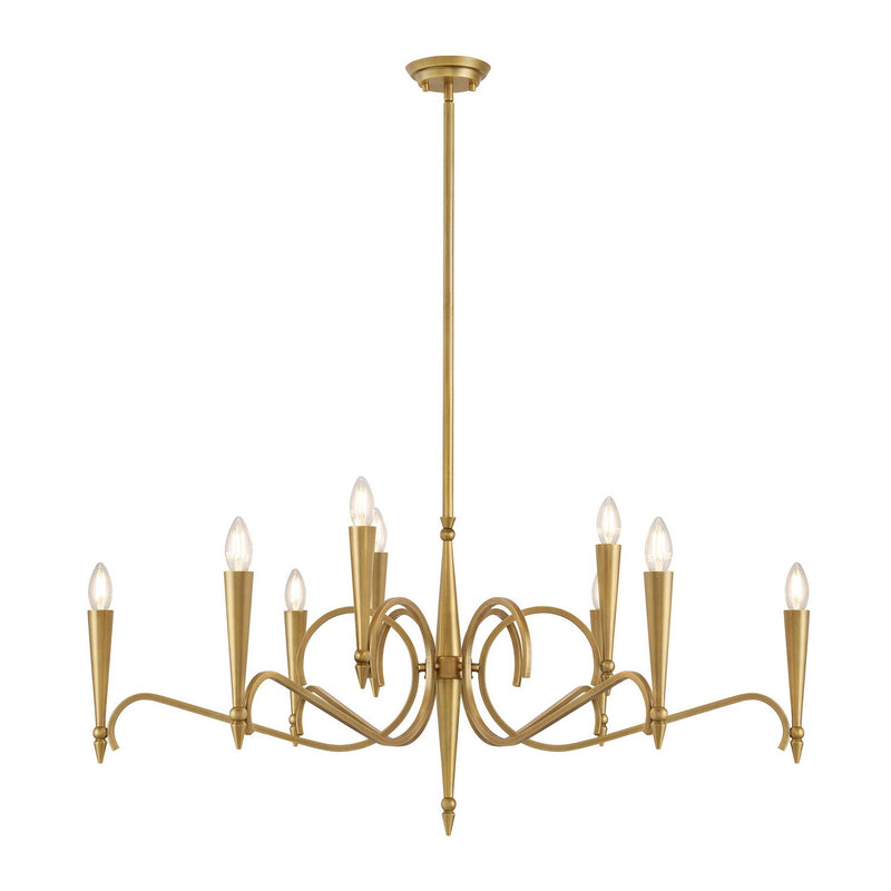 Nine Light Chandelier<br /><span style="color:#4AB0CE;">Entrega: 4-10 dias en USA</span><br /><span style="color:#4AB0CE;font-size:60%;">PREGUNTE POR ENTREGA EN PANAMA</span><br />Collection: Tremont<br />Finish: Riviera Brass