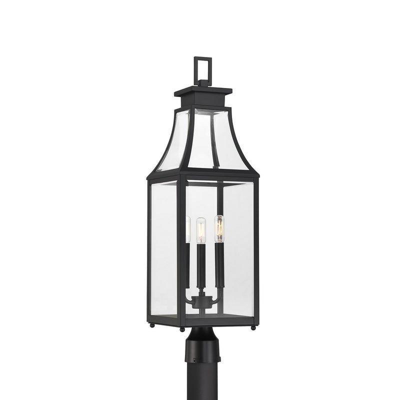 Three Light Outdoor Post Lantern<br /><span style="color:#4AB0CE;">Entrega: 4-10 dias en USA</span><br /><span style="color:#4AB0CE;font-size:60%;">PREGUNTE POR ENTREGA EN PANAMA</span><br />Collection: Emery<br />Finish: Matte Black