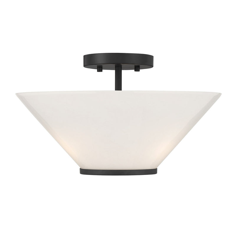 Three Light Convertible Semi-Flush /Pendant<br /><span style="color:#4AB0CE;">Entrega: 4-10 dias en USA</span><br /><span style="color:#4AB0CE;font-size:60%;">PREGUNTE POR ENTREGA EN PANAMA</span><br />Collection: Blair<br />Finish: Matte Black