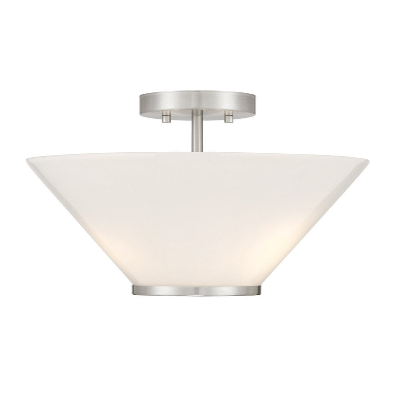 Three Light Convertible Semi-Flush /Pendant<br /><span style="color:#4AB0CE;">Entrega: 4-10 dias en USA</span><br /><span style="color:#4AB0CE;font-size:60%;">PREGUNTE POR ENTREGA EN PANAMA</span><br />Collection: Blair<br />Finish: Satin Nickel