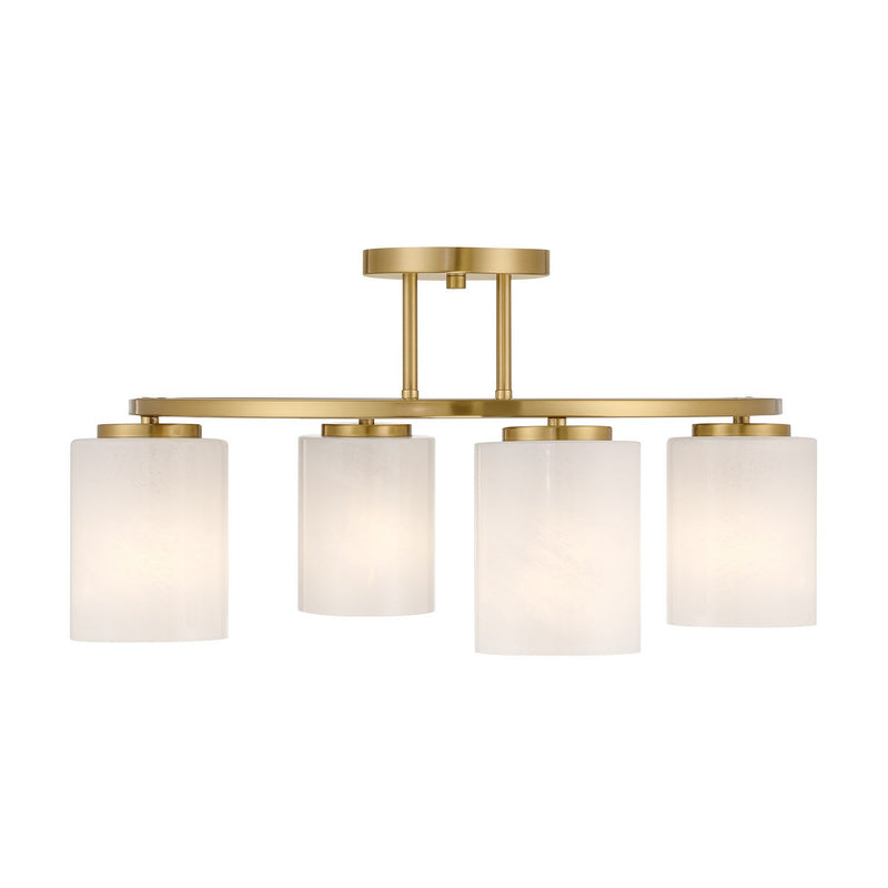 Four Light Semi-Flush Mount<br /><span style="color:#4AB0CE;">Entrega: 4-10 dias en USA</span><br /><span style="color:#4AB0CE;font-size:60%;">PREGUNTE POR ENTREGA EN PANAMA</span><br />Collection: Herron<br />Finish: Warm Brass