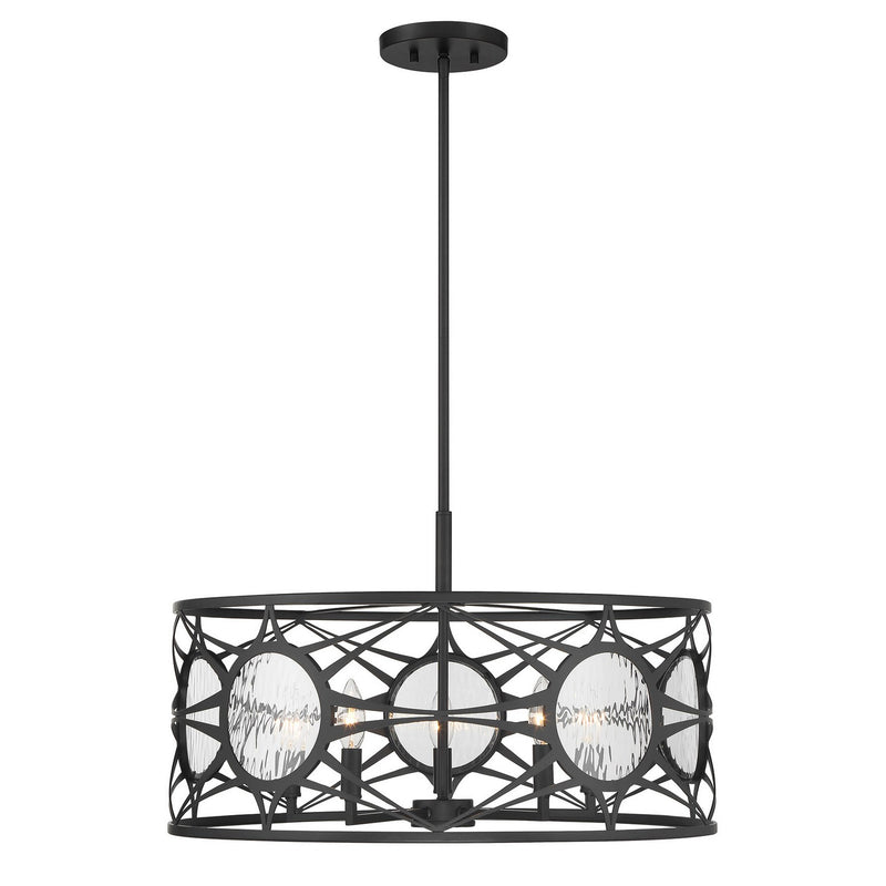Five Light Convertible Semi-Flush /Pendant<br /><span style="color:#4AB0CE;">Entrega: 4-10 dias en USA</span><br /><span style="color:#4AB0CE;font-size:60%;">PREGUNTE POR ENTREGA EN PANAMA</span><br />Collection: Balfour<br />Finish: Matte Black