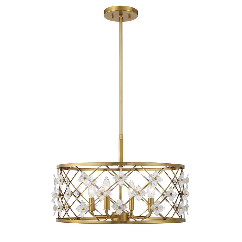 Four Light Convertible Semi-Flush /Pendant<br /><span style="color:#4AB0CE;">Entrega: 4-10 dias en USA</span><br /><span style="color:#4AB0CE;font-size:60%;">PREGUNTE POR ENTREGA EN PANAMA</span><br />Collection: Bailey<br />Finish: Warm Brass