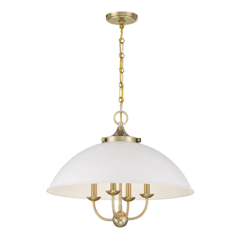 Four Light Pendant<br /><span style="color:#4AB0CE;">Entrega: 4-10 dias en USA</span><br /><span style="color:#4AB0CE;font-size:60%;">PREGUNTE POR ENTREGA EN PANAMA</span><br />Collection: Monterey<br />Finish: White and Warm Brass
