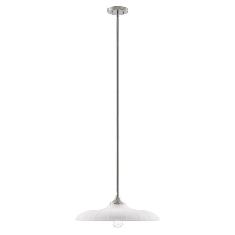 One Light Pendant<br /><span style="color:#4AB0CE;">Entrega: 4-10 dias en USA</span><br /><span style="color:#4AB0CE;font-size:60%;">PREGUNTE POR ENTREGA EN PANAMA</span><br />Collection: Hadley<br />Finish: Satin Nickel