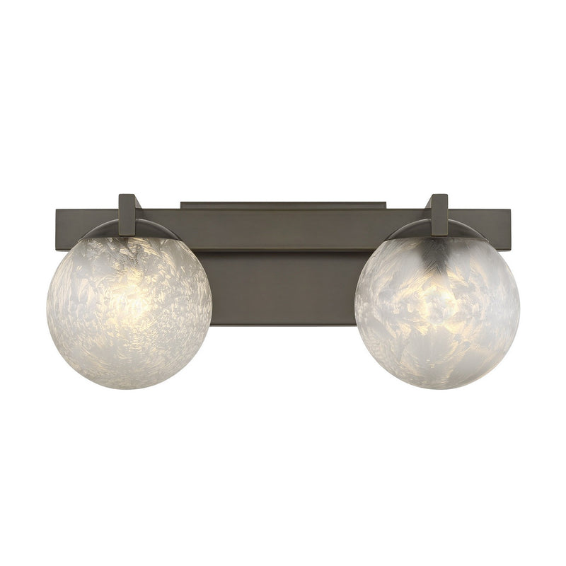 Two Light Bathroom Vanity<br /><span style="color:#4AB0CE;">Entrega: 4-10 dias en USA</span><br /><span style="color:#4AB0CE;font-size:60%;">PREGUNTE POR ENTREGA EN PANAMA</span><br />Collection: Darien<br />Finish: Mediterranean Bronze