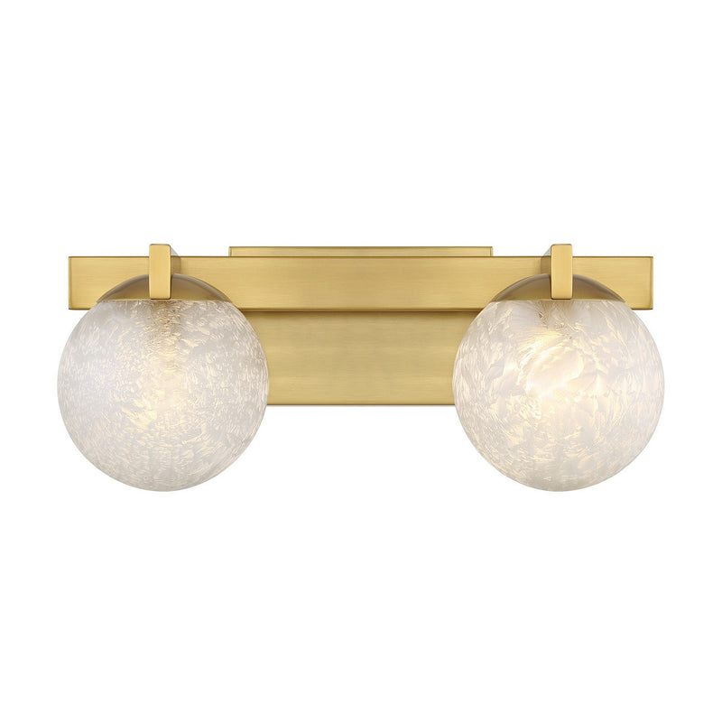 Two Light Bathroom Vanity<br /><span style="color:#4AB0CE;">Entrega: 4-10 dias en USA</span><br /><span style="color:#4AB0CE;font-size:60%;">PREGUNTE POR ENTREGA EN PANAMA</span><br />Collection: Darien<br />Finish: Warm Brass