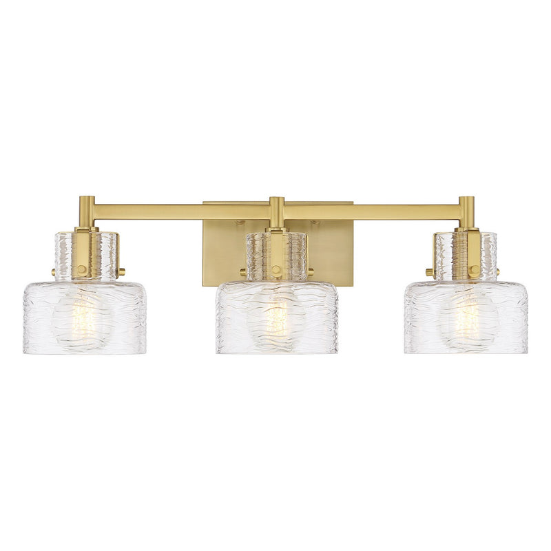 Three Light Bathroom Vanity<br /><span style="color:#4AB0CE;">Entrega: 4-10 dias en USA</span><br /><span style="color:#4AB0CE;font-size:60%;">PREGUNTE POR ENTREGA EN PANAMA</span><br />Collection: Dover<br />Finish: Warm Brass