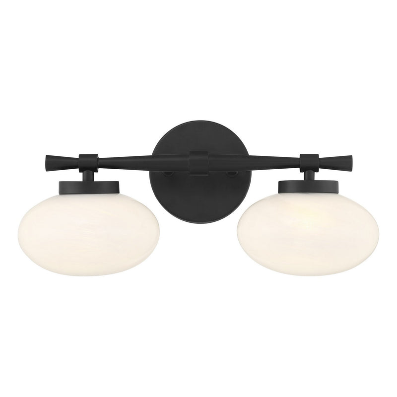 Two Light Bathroom Vanity<br /><span style="color:#4AB0CE;">Entrega: 1-2 semanas en USA</span><br /><span style="color:#4AB0CE;font-size:60%;">PREGUNTE POR ENTREGA EN PANAMA</span><br />Collection: Barrow<br />Finish: Matte Black
