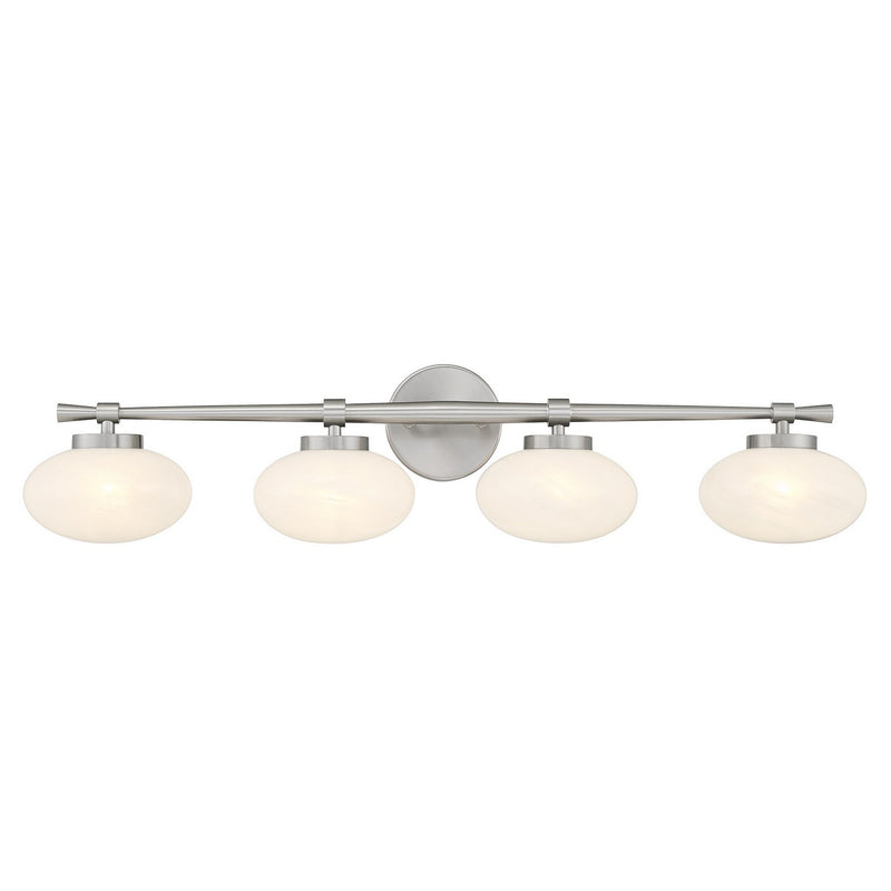 Four Light Bathroom Vanity<br /><span style="color:#4AB0CE;">Entrega: 4-10 dias en USA</span><br /><span style="color:#4AB0CE;font-size:60%;">PREGUNTE POR ENTREGA EN PANAMA</span><br />Collection: Barrow<br />Finish: Satin Nickel