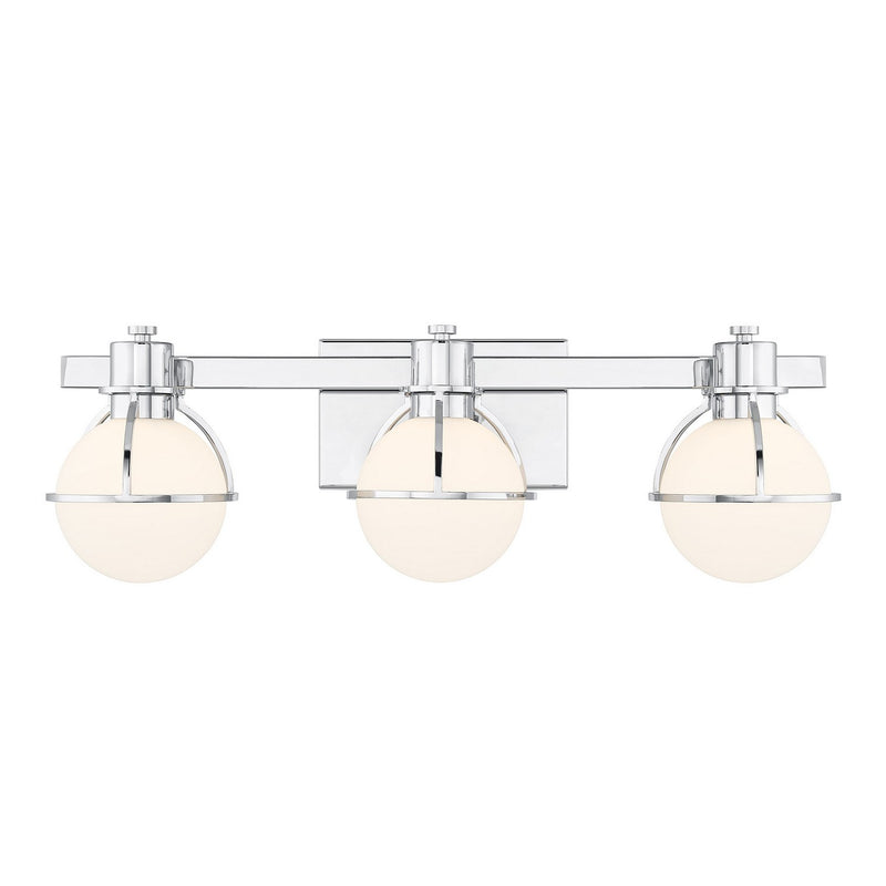 Three Light Bathroom Vanity<br /><span style="color:#4AB0CE;">Entrega: 3-4 semanas en USA</span><br /><span style="color:#4AB0CE;font-size:60%;">PREGUNTE POR ENTREGA EN PANAMA</span><br />Collection: Pierce<br />Finish: Chrome