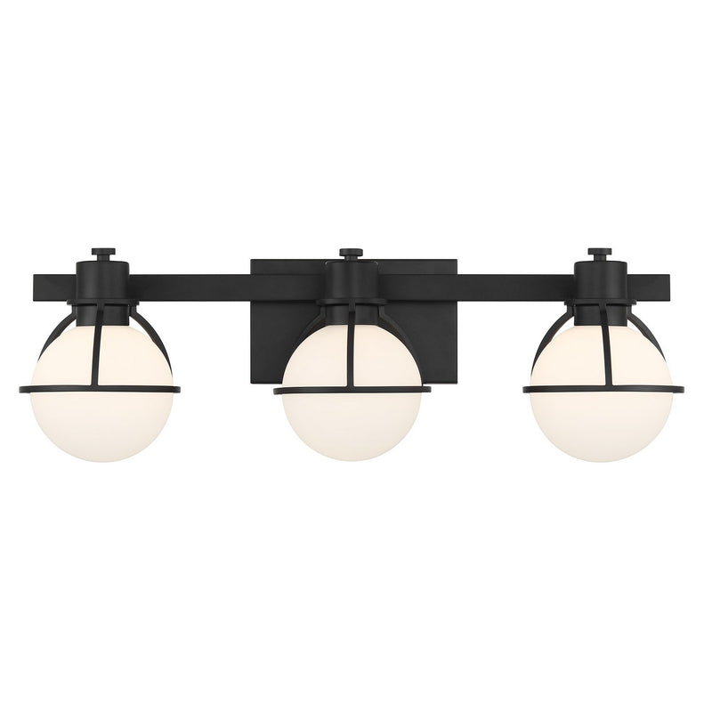 Three Light Bathroom Vanity<br /><span style="color:#4AB0CE;">Entrega: 3-4 semanas en USA</span><br /><span style="color:#4AB0CE;font-size:60%;">PREGUNTE POR ENTREGA EN PANAMA</span><br />Collection: Pierce<br />Finish: Matte Black