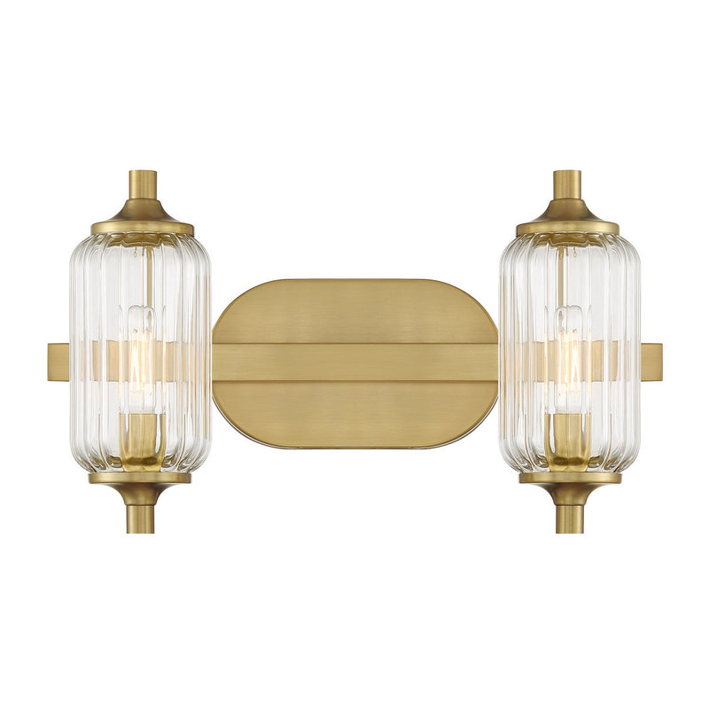 Two Light Bathroom Vanity<br /><span style="color:#4AB0CE;">Entrega: 4-10 dias en USA</span><br /><span style="color:#4AB0CE;font-size:60%;">PREGUNTE POR ENTREGA EN PANAMA</span><br />Collection: Holton<br />Finish: Warm Brass