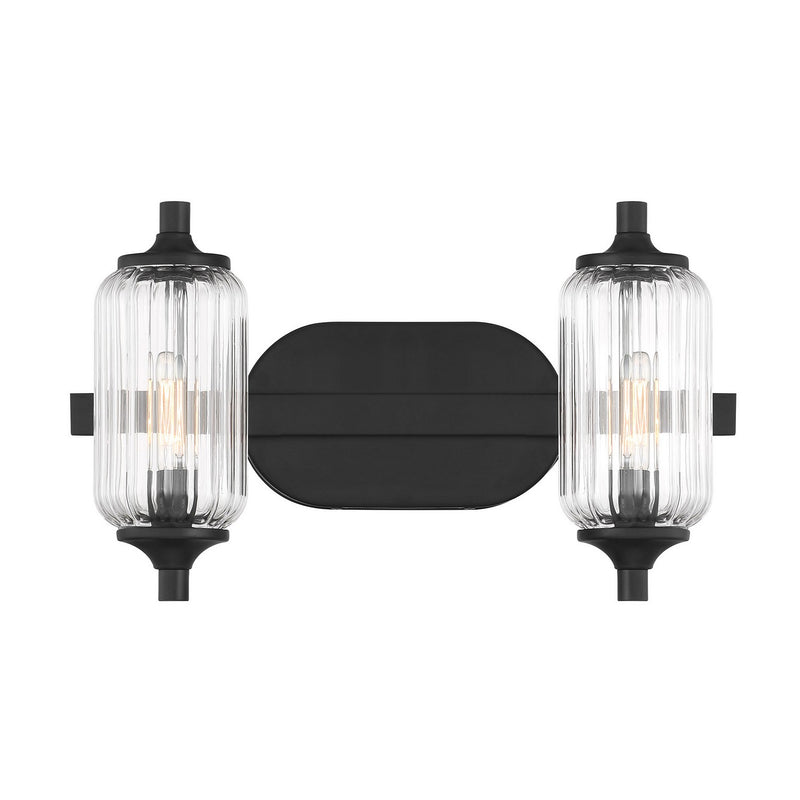 Two Light Bathroom Vanity<br /><span style="color:#4AB0CE;">Entrega: 3-4 semanas en USA</span><br /><span style="color:#4AB0CE;font-size:60%;">PREGUNTE POR ENTREGA EN PANAMA</span><br />Collection: Holton<br />Finish: Matte Black