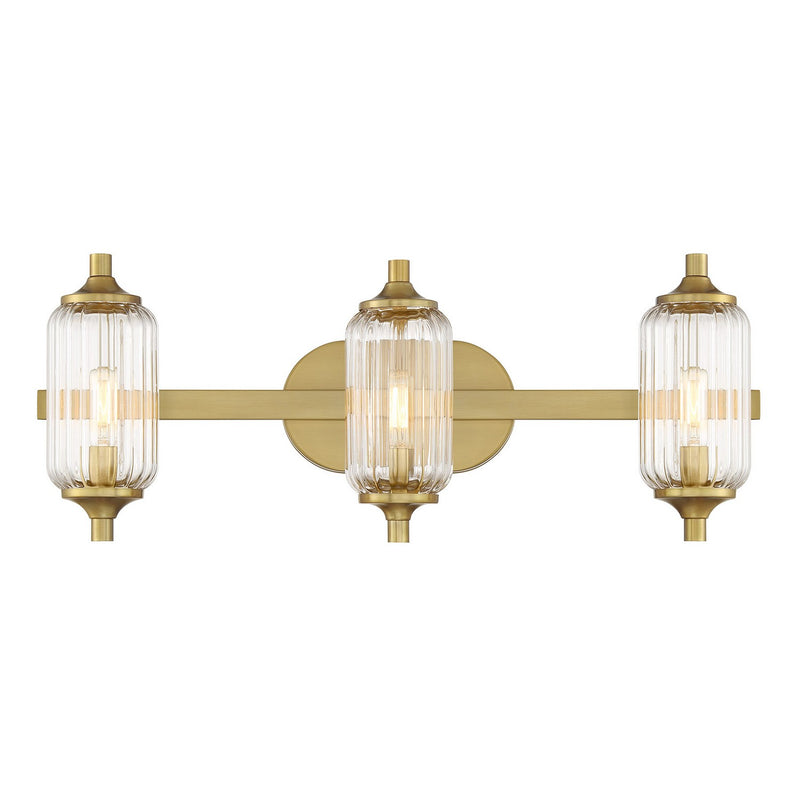 Three Light Bathroom Vanity<br /><span style="color:#4AB0CE;">Entrega: 4-10 dias en USA</span><br /><span style="color:#4AB0CE;font-size:60%;">PREGUNTE POR ENTREGA EN PANAMA</span><br />Collection: Holton<br />Finish: Warm Brass