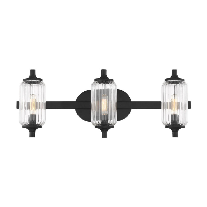 Three Light Bathroom Vanity<br /><span style="color:#4AB0CE;">Entrega: 3-4 semanas en USA</span><br /><span style="color:#4AB0CE;font-size:60%;">PREGUNTE POR ENTREGA EN PANAMA</span><br />Collection: Holton<br />Finish: Matte Black