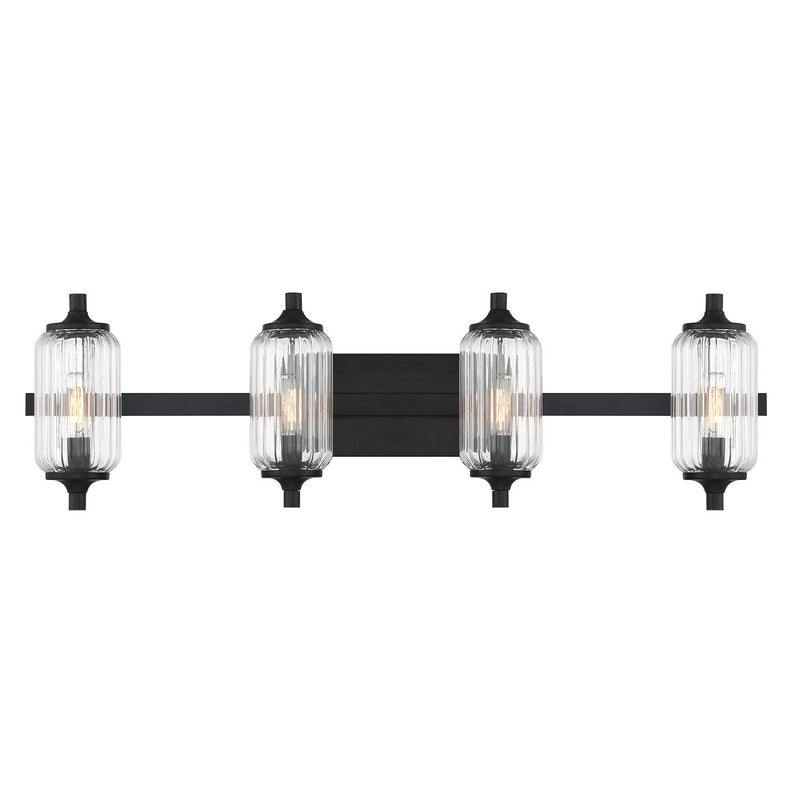 Four Light Bathroom Vanity<br /><span style="color:#4AB0CE;">Entrega: 3-4 semanas en USA</span><br /><span style="color:#4AB0CE;font-size:60%;">PREGUNTE POR ENTREGA EN PANAMA</span><br />Collection: Holton<br />Finish: Matte Black