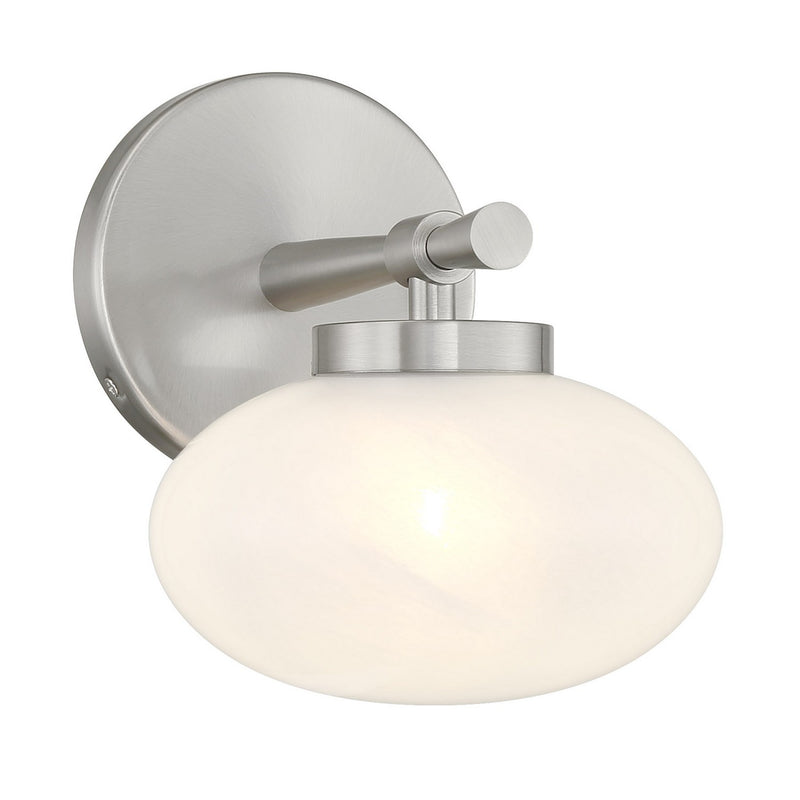 One Light Wall Sconce<br /><span style="color:#4AB0CE;">Entrega: 1-2 semanas en USA</span><br /><span style="color:#4AB0CE;font-size:60%;">PREGUNTE POR ENTREGA EN PANAMA</span><br />Collection: Barrow<br />Finish: Satin Nickel