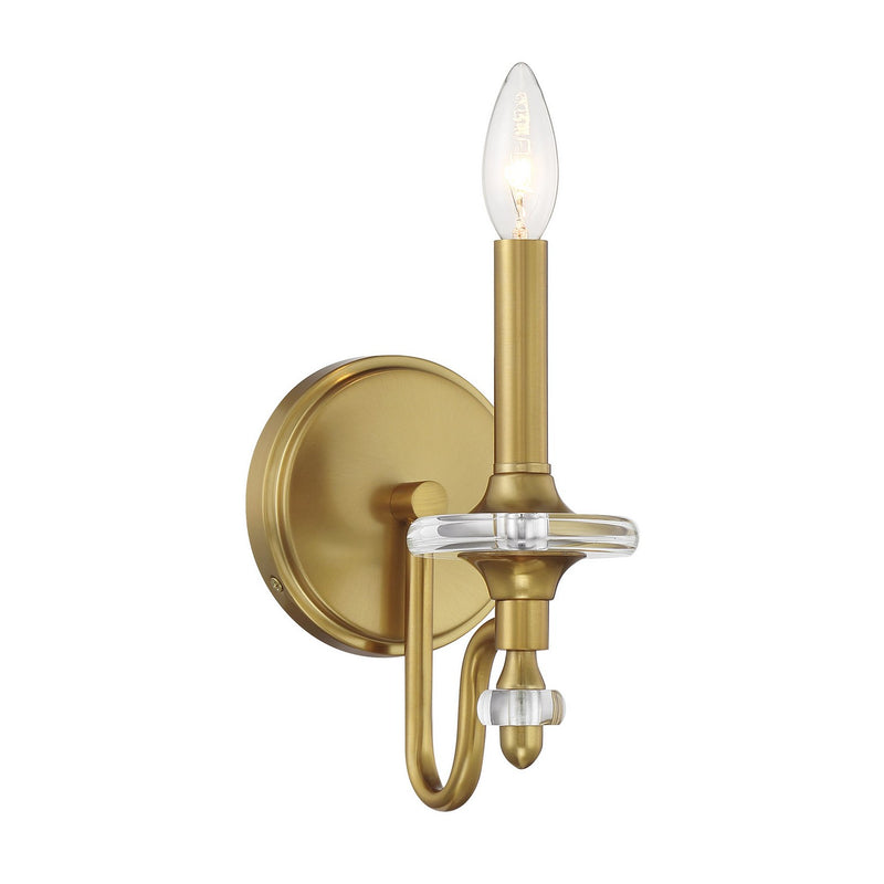 One Light Wall Sconce<br /><span style="color:#4AB0CE;">Entrega: 4-10 dias en USA</span><br /><span style="color:#4AB0CE;font-size:60%;">PREGUNTE POR ENTREGA EN PANAMA</span><br />Collection: Champlain<br />Finish: Warm Brass