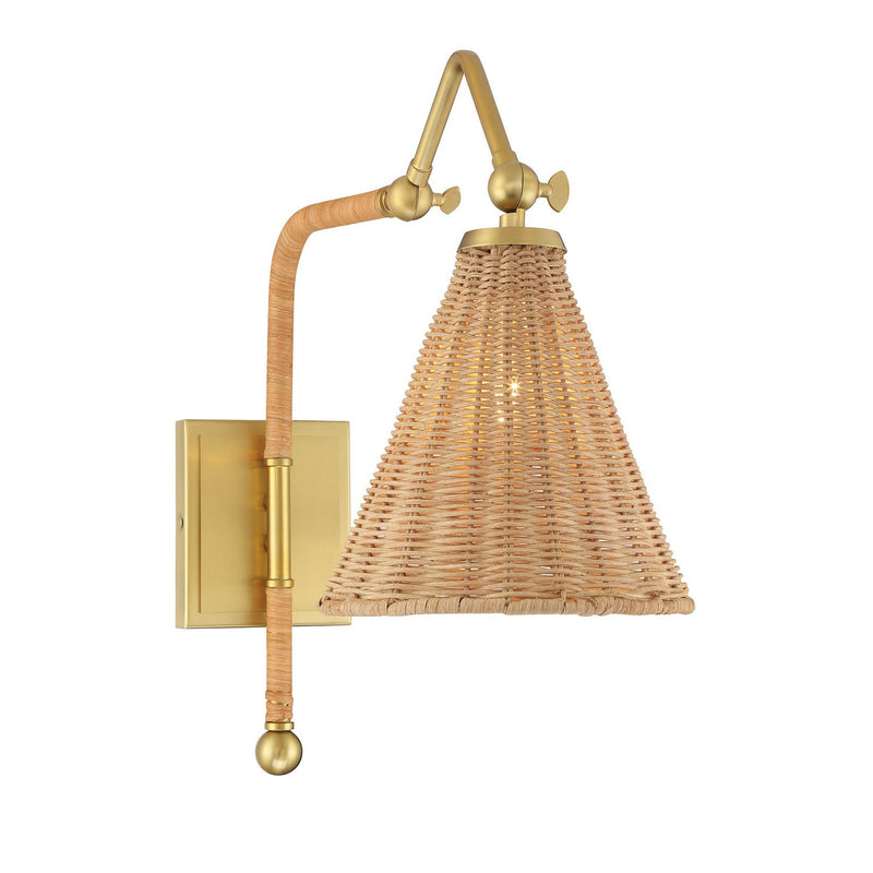 One Light Wall Sconce<br /><span style="color:#4AB0CE;">Entrega: 4-10 dias en USA</span><br /><span style="color:#4AB0CE;font-size:60%;">PREGUNTE POR ENTREGA EN PANAMA</span><br />Collection: Linell<br />Finish: Warm Brass