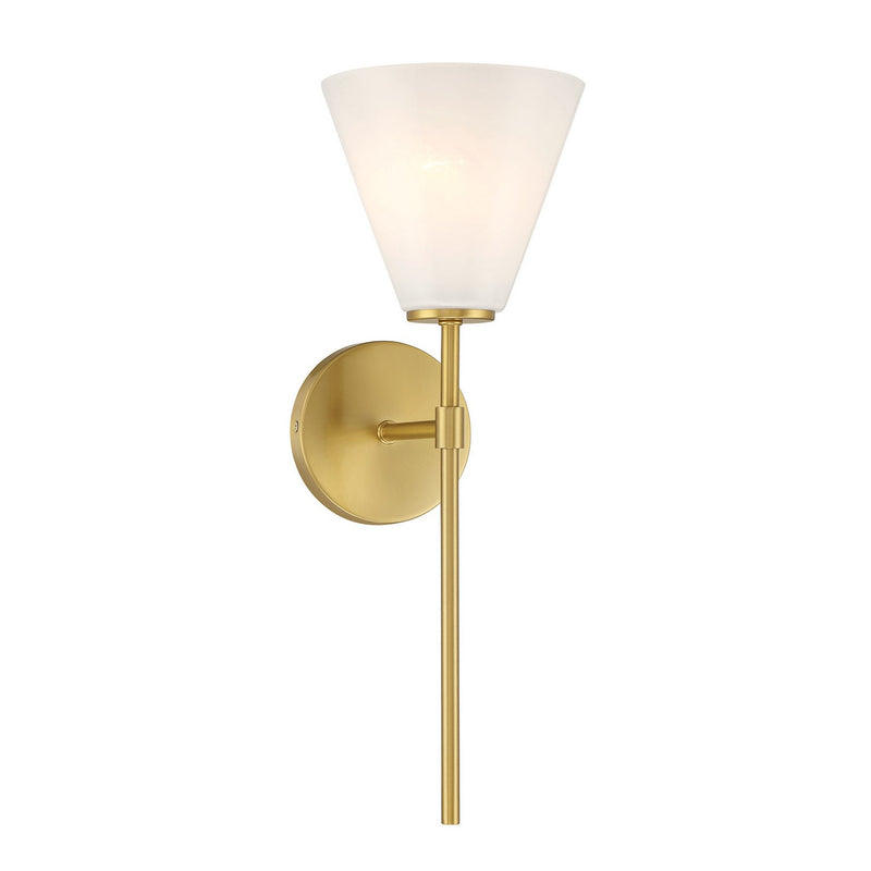 One Light Wall Sconce<br /><span style="color:#4AB0CE;">Entrega: 4-10 dias en USA</span><br /><span style="color:#4AB0CE;font-size:60%;">PREGUNTE POR ENTREGA EN PANAMA</span><br />Collection: Blair<br />Finish: Warm Brass