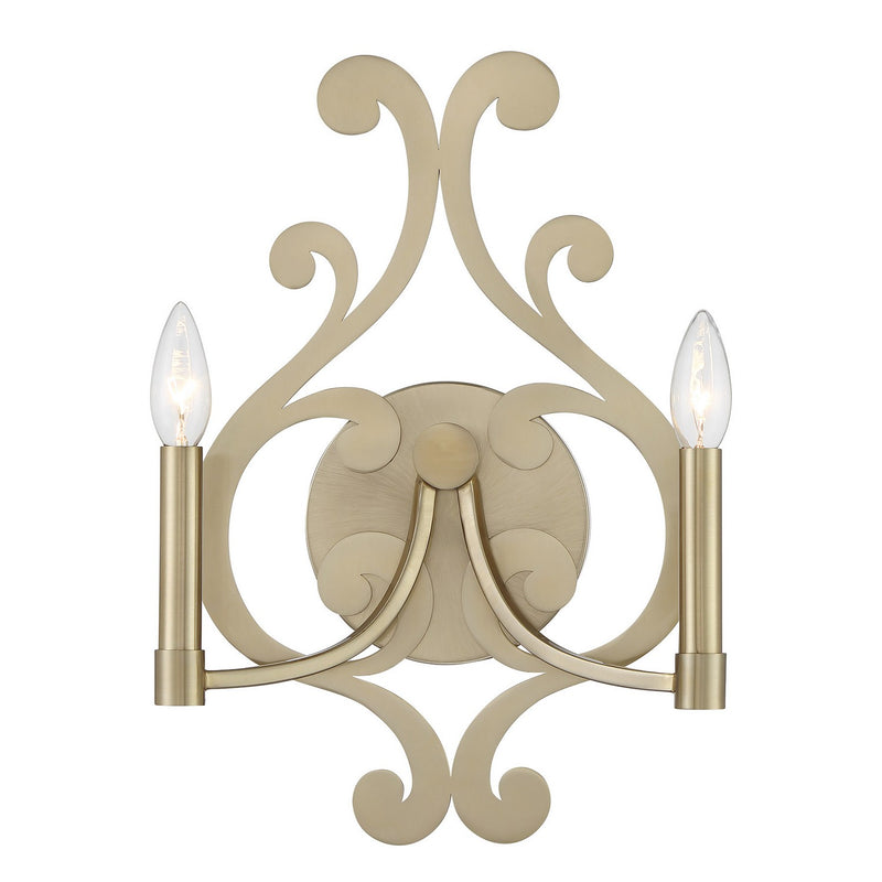 Two Light Wall Sconce<br /><span style="color:#4AB0CE;">Entrega: 4-10 dias en USA</span><br /><span style="color:#4AB0CE;font-size:60%;">PREGUNTE POR ENTREGA EN PANAMA</span><br />Collection: Lombard<br />Finish: Noble Brass