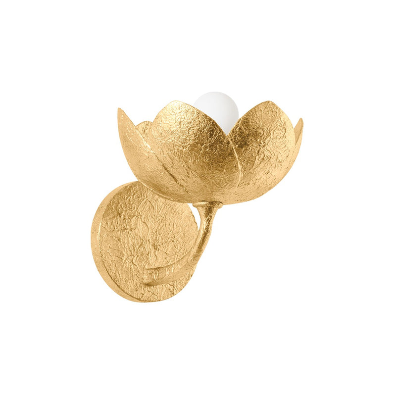 One Light Wall Sconce<br /><span style="color:#4AB0CE;">Entrega: 4-10 dias en USA</span><br /><span style="color:#4AB0CE;font-size:60%;">PREGUNTE POR ENTREGA EN PANAMA</span><br />Collection: Arcata<br />Finish: Vintage Gold Leaf
